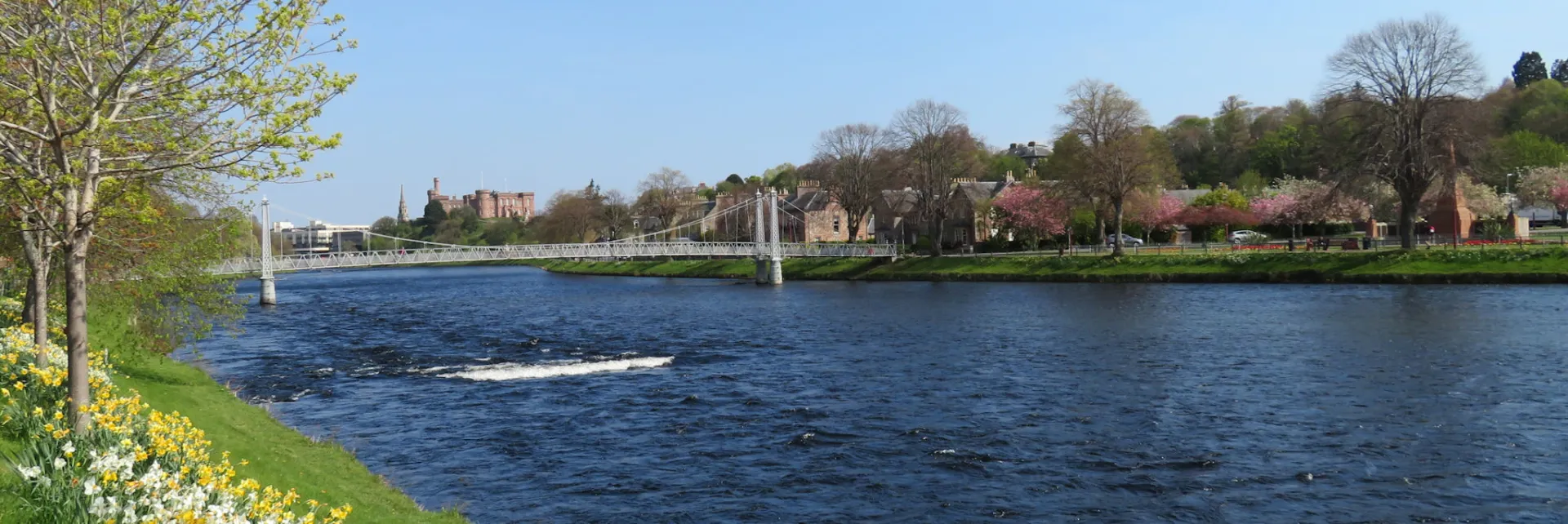 Inverness Castle and the River Ness in springtime